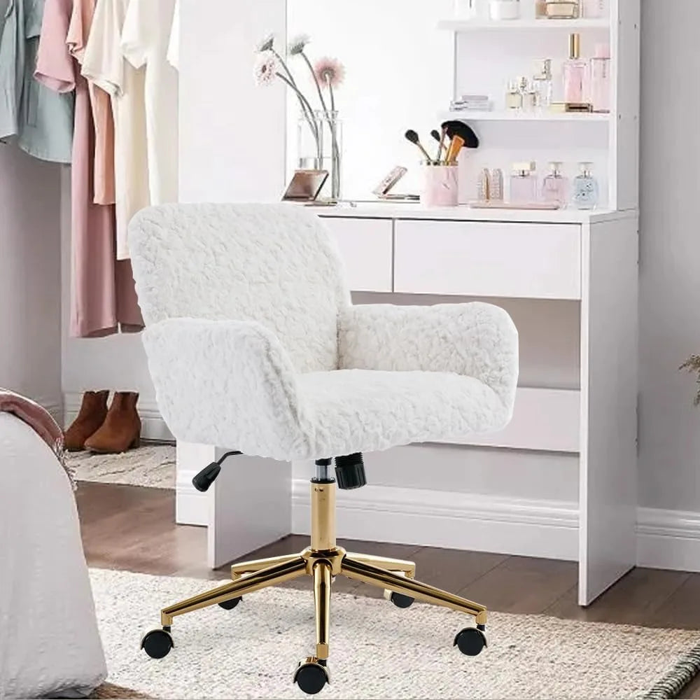 Fluffy Faux Fur Vanity Chair