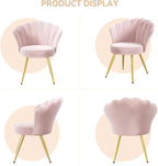 Vanity Chair with Gold Legs -  Light Pink