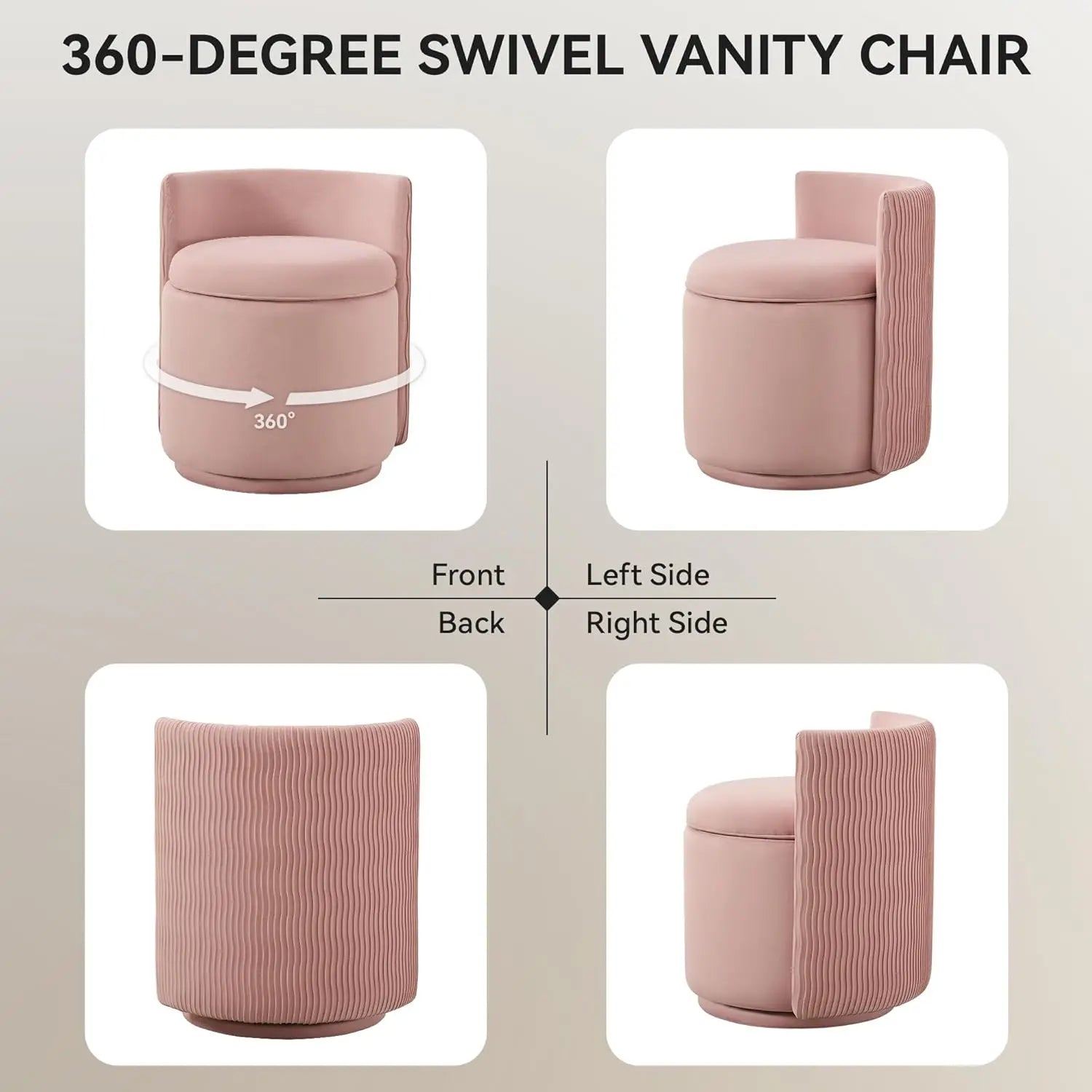 360° Swivel Dressing Table Stool - Pink