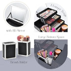 Professional Makeup Organizer Box With Mirror & 3 Trays