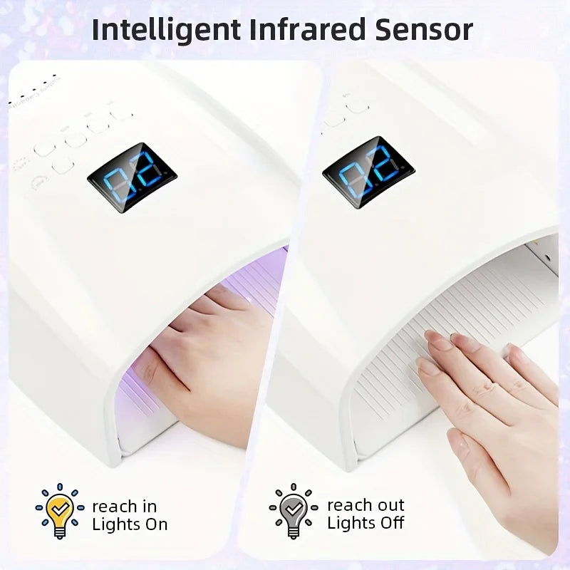 Rechargeable UV LED Nail Dryer Lamp 66W, 4 Timer Setting & 33 LED
