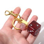 Dice Shape Crystal Bag Keychain