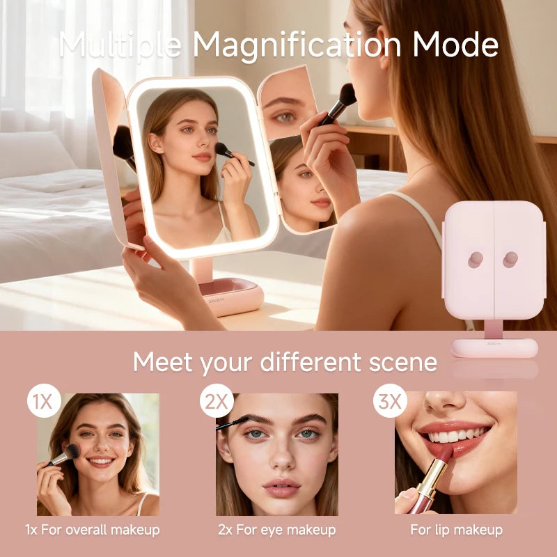 Trifold LED Makeup Mirror