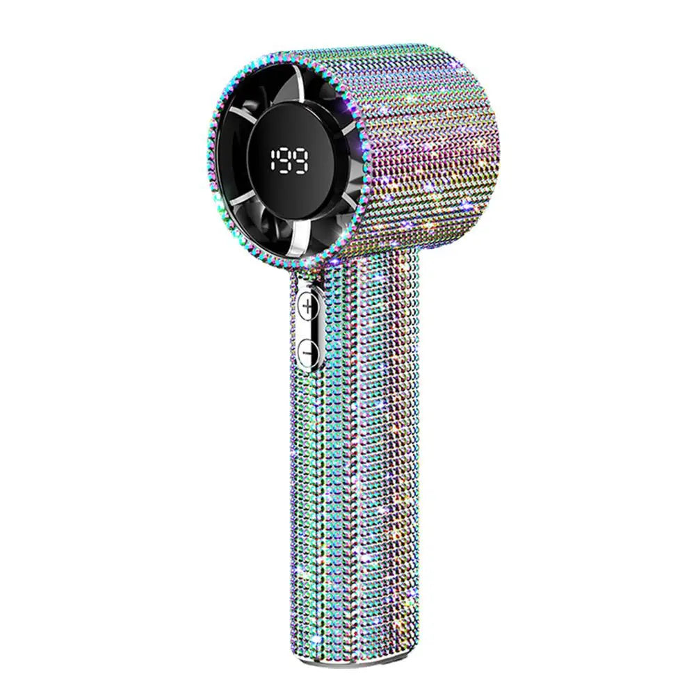 Portable Handheld Fan Covered With Diamonds