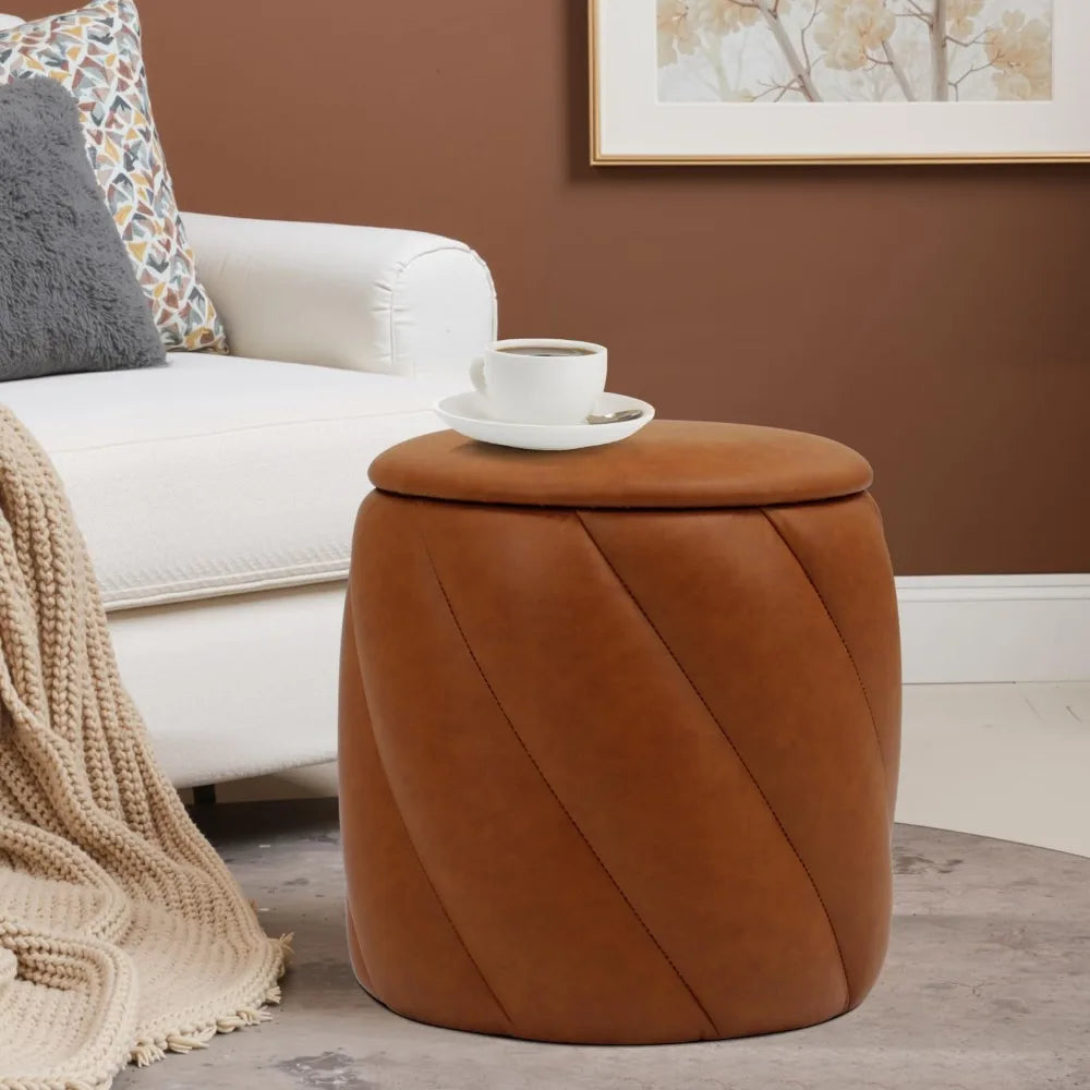 Round Ottoman Vanity Stool With Soft Padded Seat