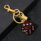 Dice Shape Crystal Bag Keychain