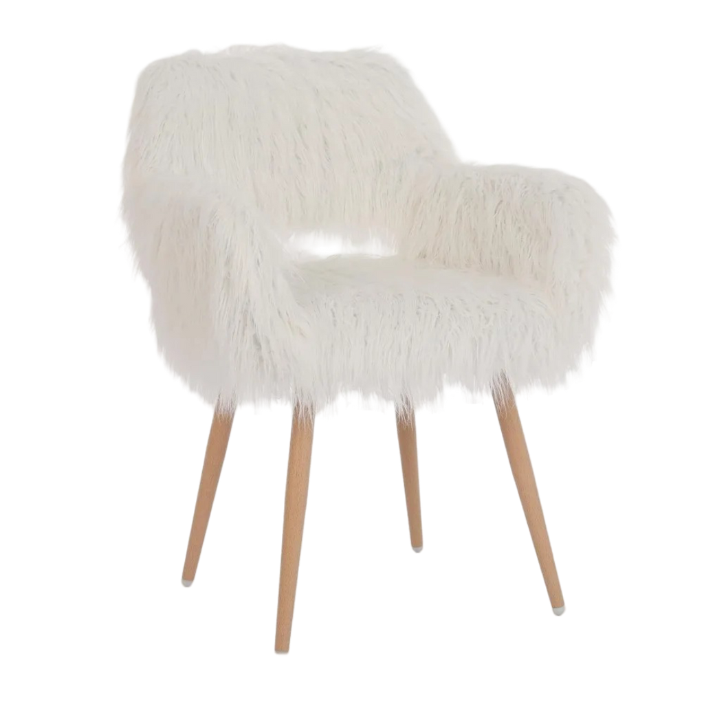 Faux Fur Vanity Chair - White