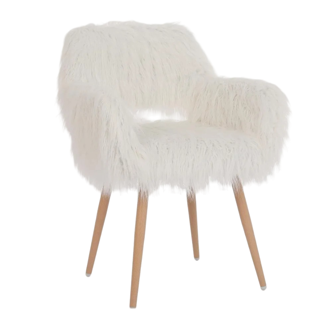 Faux Fur Vanity Chair - White