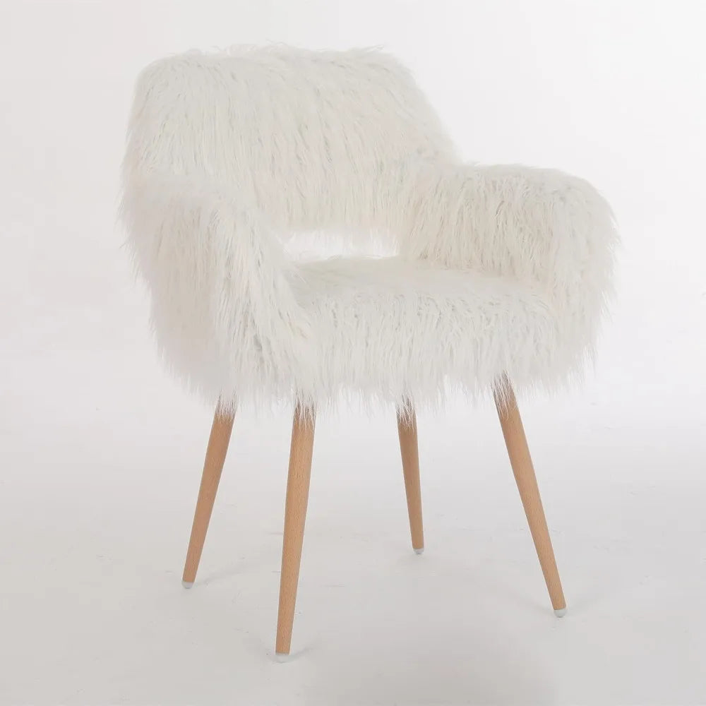 Faux Fur Vanity Chair - White