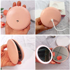 Compact LED Makeup Round Mirror with  2x Magnification