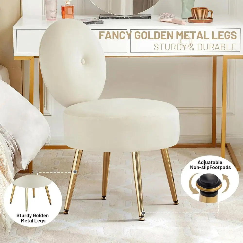 Khaki Vanity Chair with Backrest