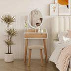 Compact Vanity Desk with Mirror and Storage for Small Spaces