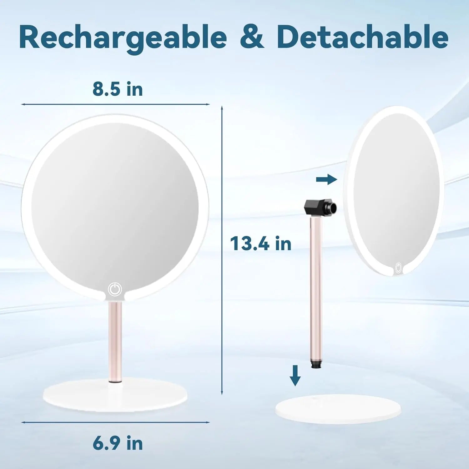 Portable Vanity Makeup Mirror With Touch Control