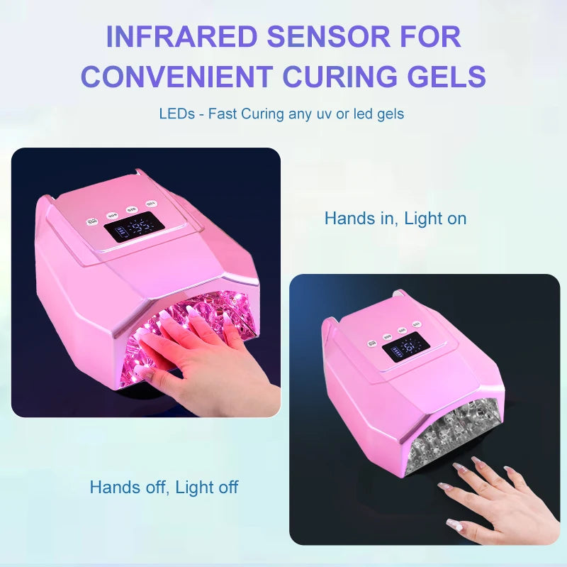 Rechargeable UV LED Nail Dryer Lamp 98W, 4 Timer Setting & 33 LED