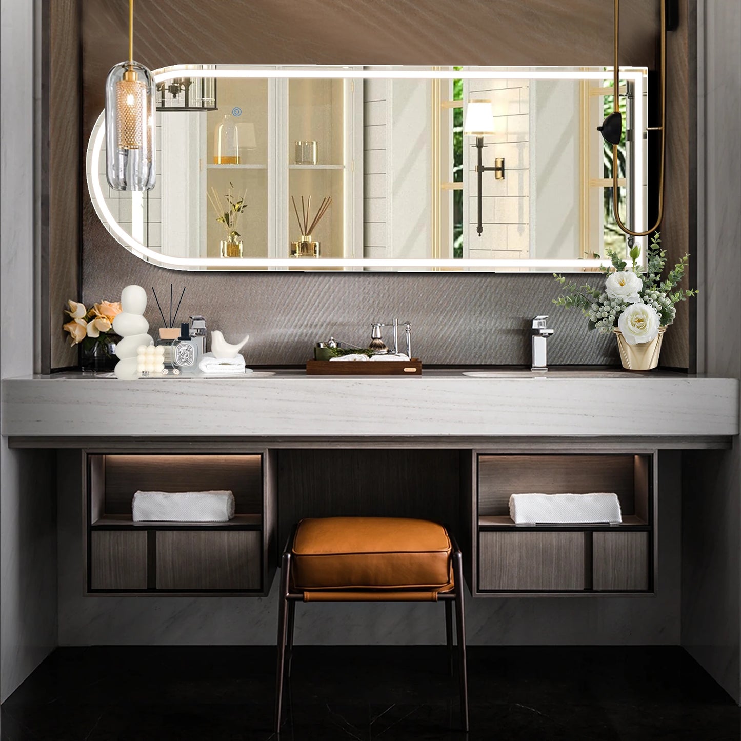 Full-Length LED Mirror with Aluminum Frame [Size: 16"x 60"]