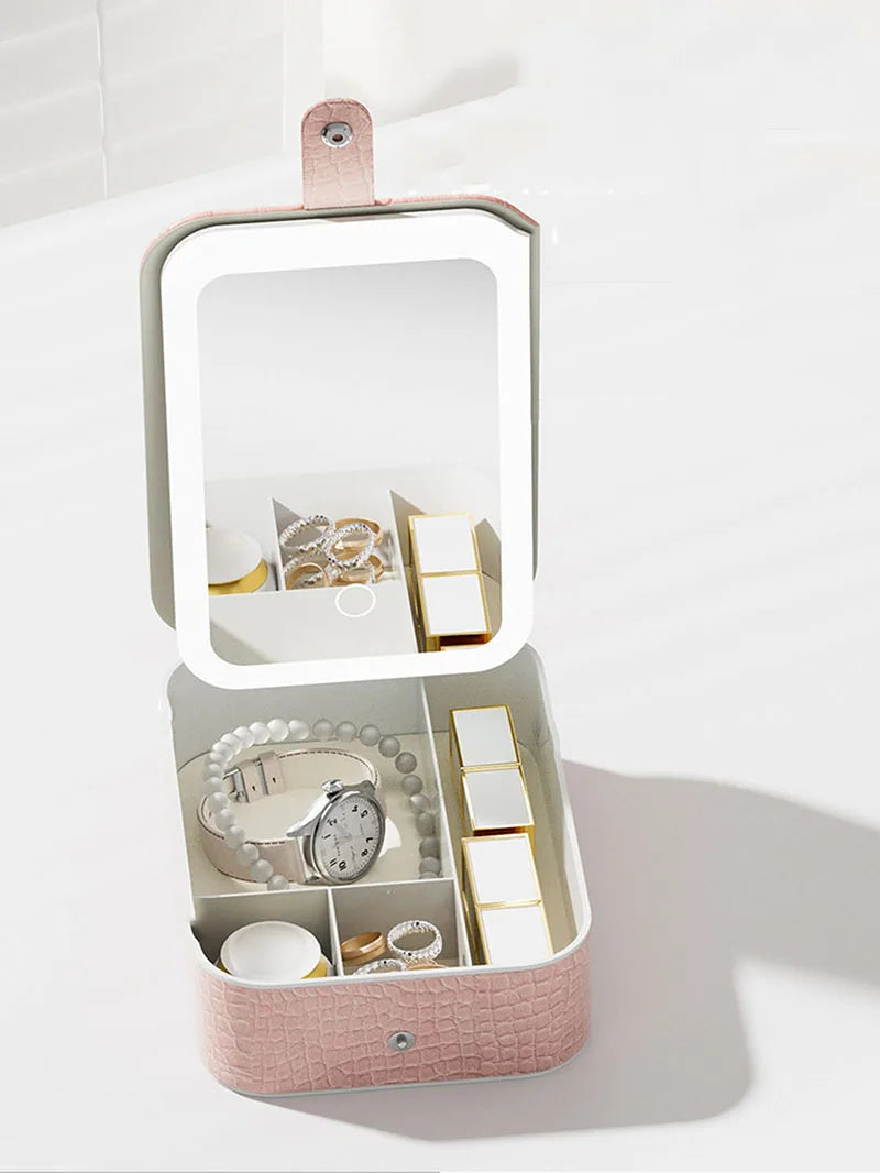 Makeup & Jewelry Storage Box With LED Mirror