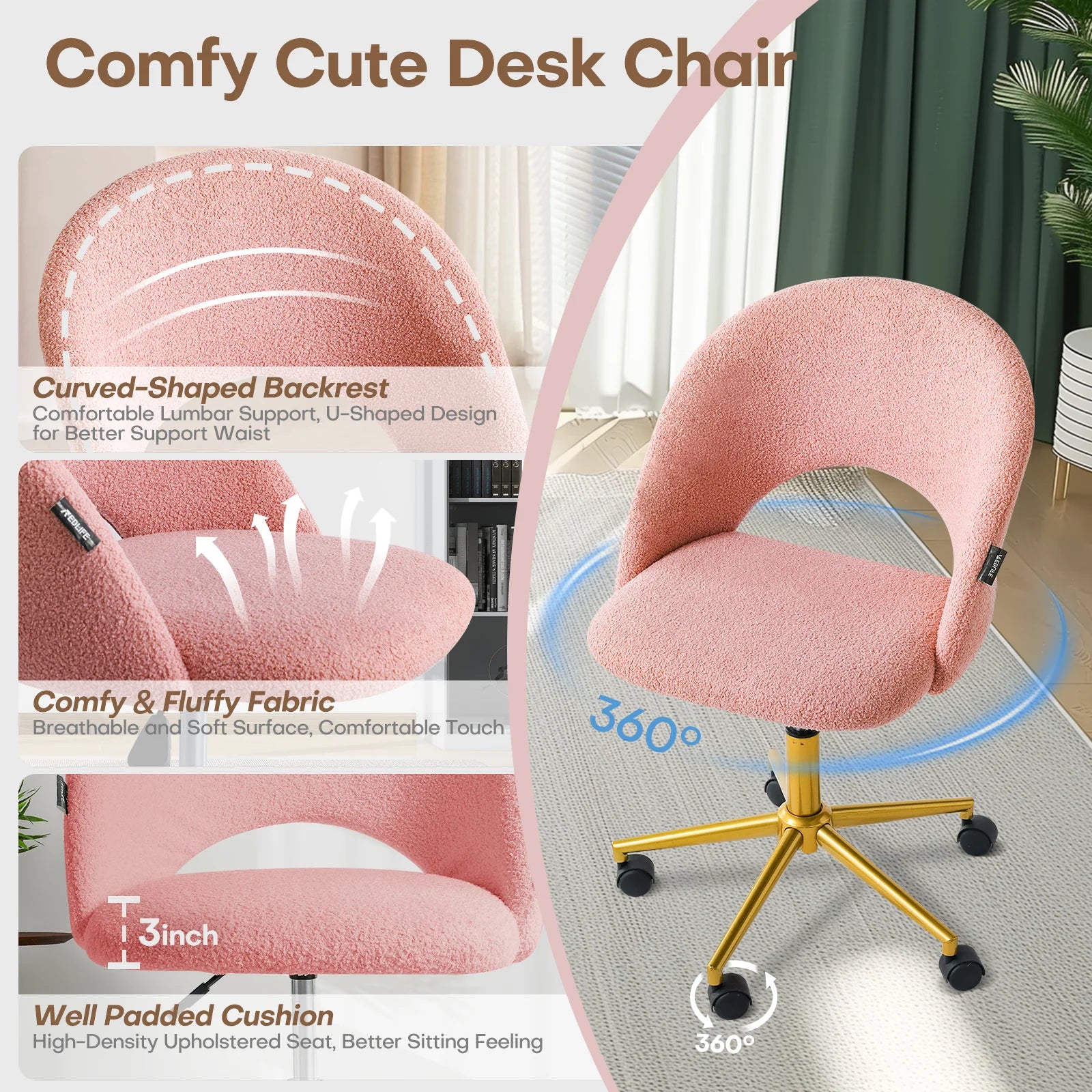 Makeup Vanity Desk  Adjustable Swivel Chair