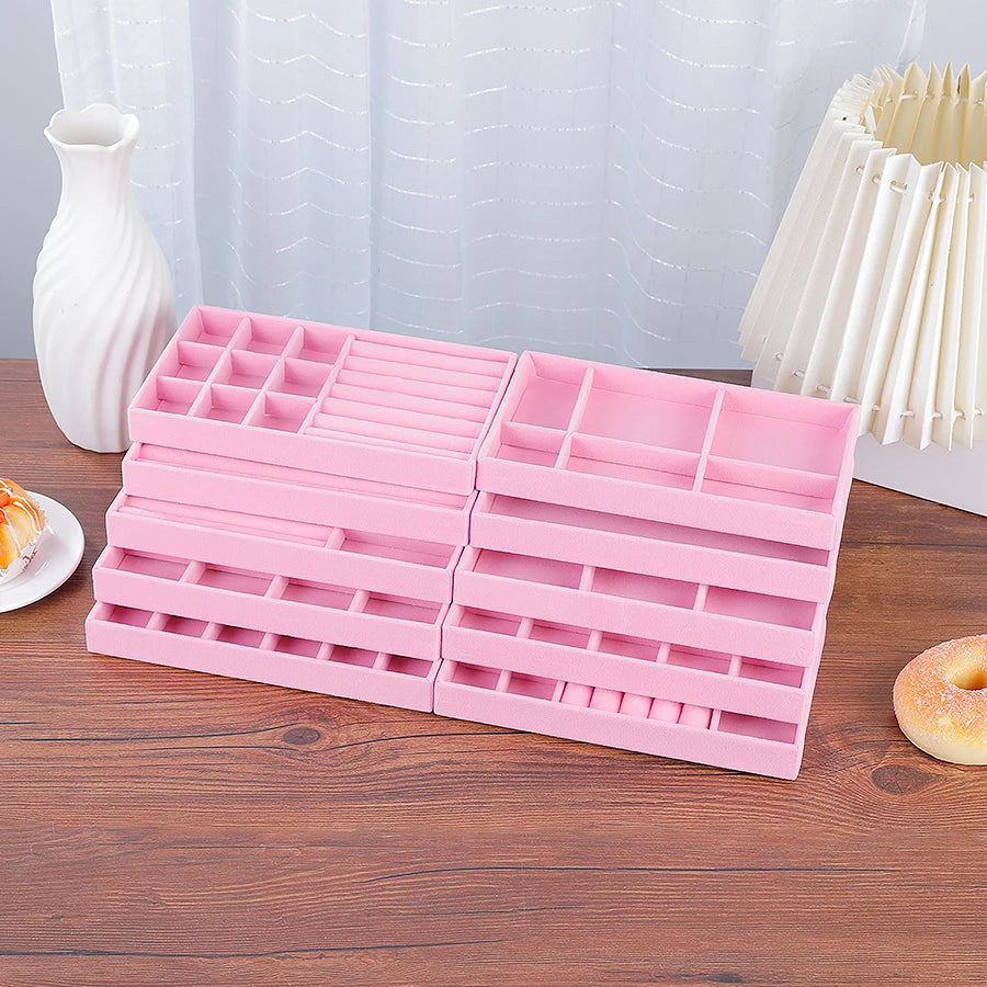 Luxury Velvet Drawer Organizer Tray [Pink]