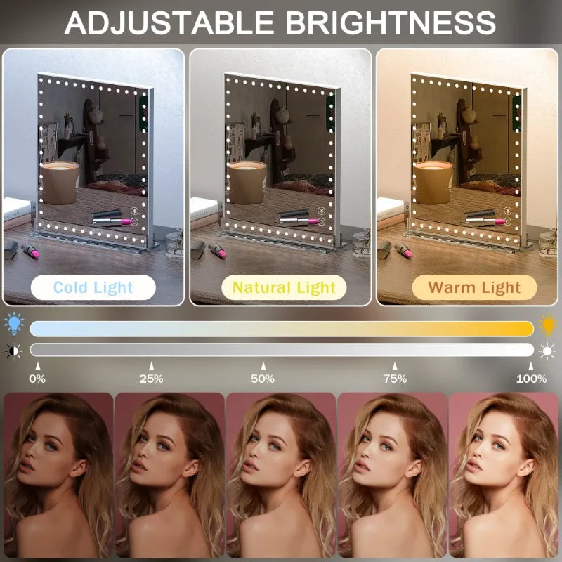 Makeup Vanity Mirror with Bluetooth Speaker and Detachable 10X [Size: 10''x12'']