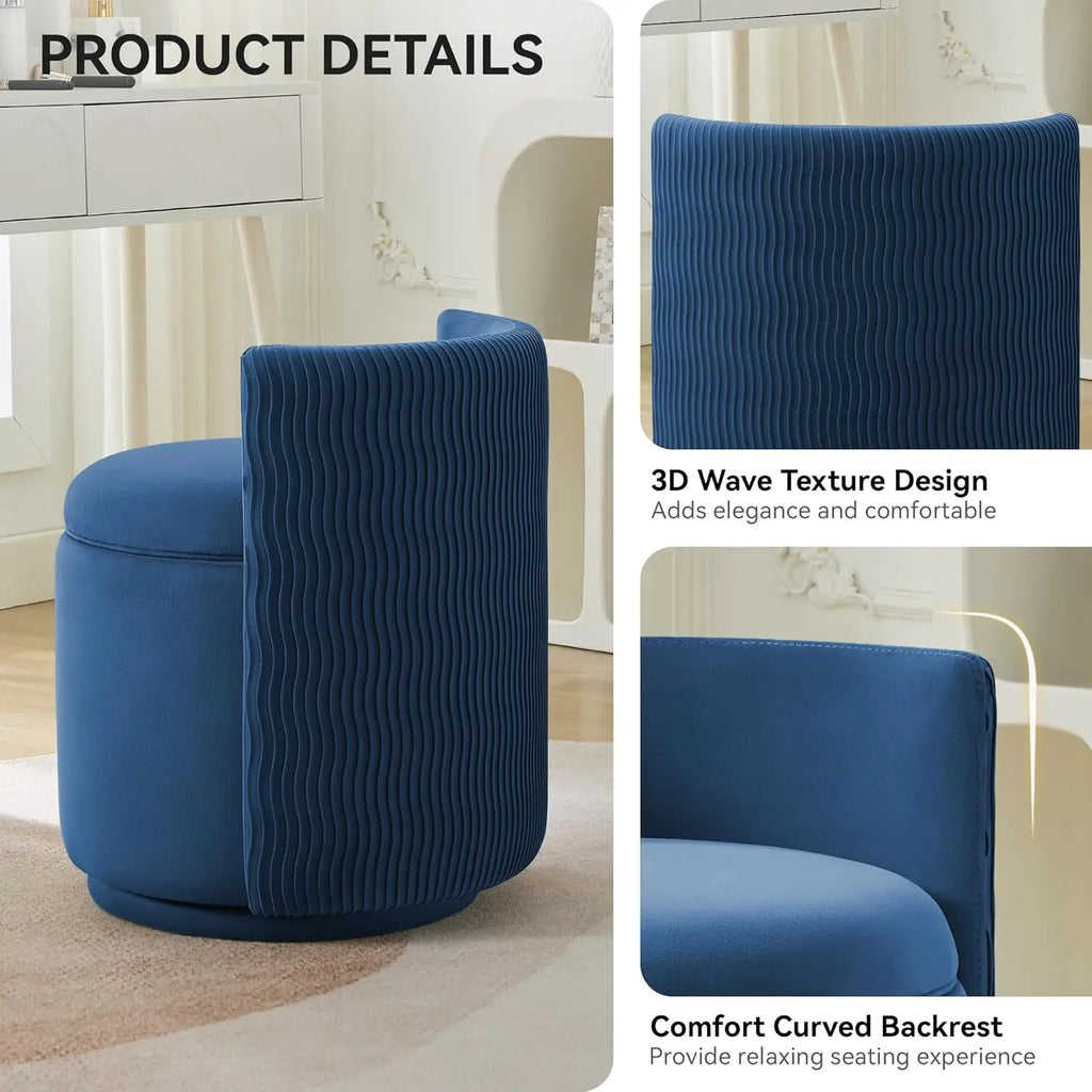 360° Swivel Dressing Table Stool - Blue