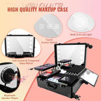 24'' Aluminum Rolling Makeup Trolley With 8 LED Lights and Stand