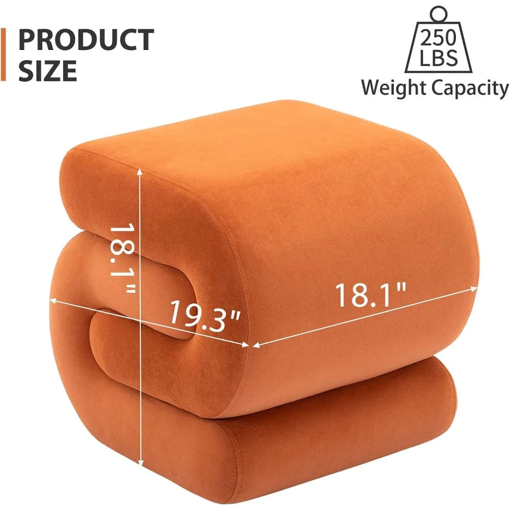 Modern S-Shaped Pouf Vanity Stool
