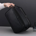 Large Multi Pocket Pure Leather Makeup Pouch