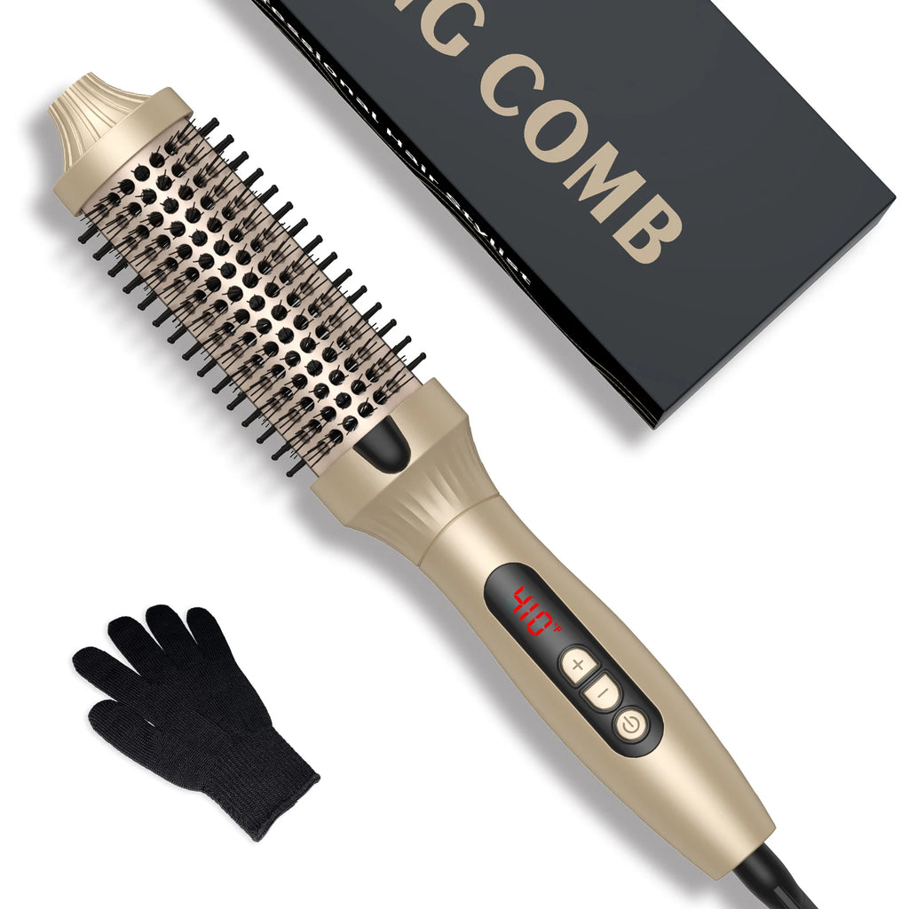 Heated Round Hair Curler Brush - Gold