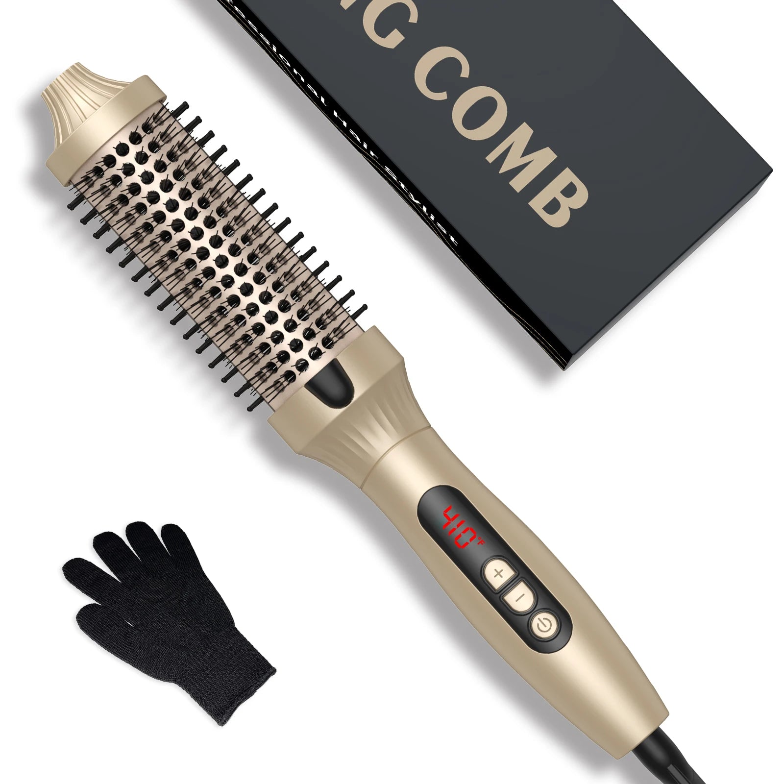 Heated Round Hair Curler Brush - Gold
