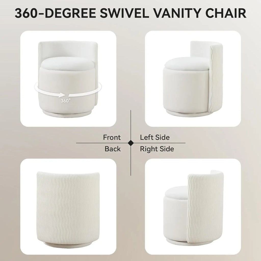 360° Swivel Dressing Table Stool - White
