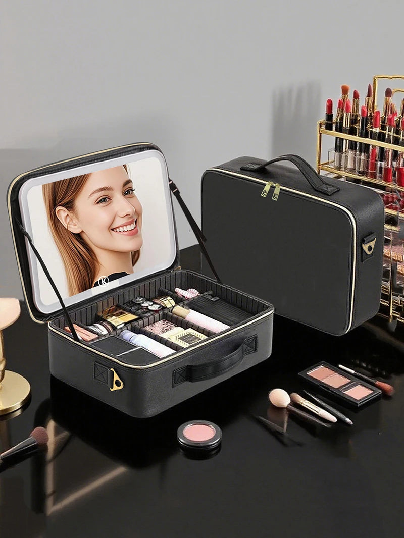 Travel Makeup Bag with Vanity Mirror [Large]