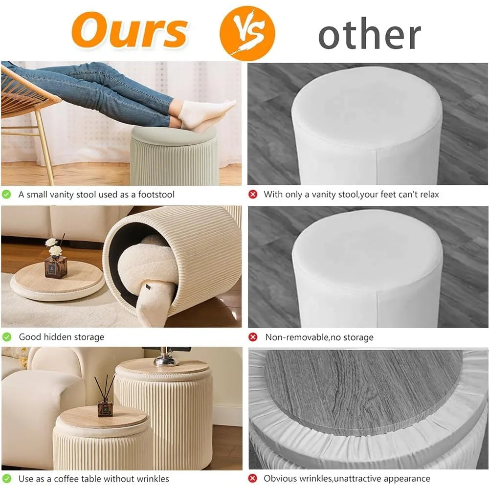 Set Of 2 Luxury Rounded Ottoman Vanity Stool