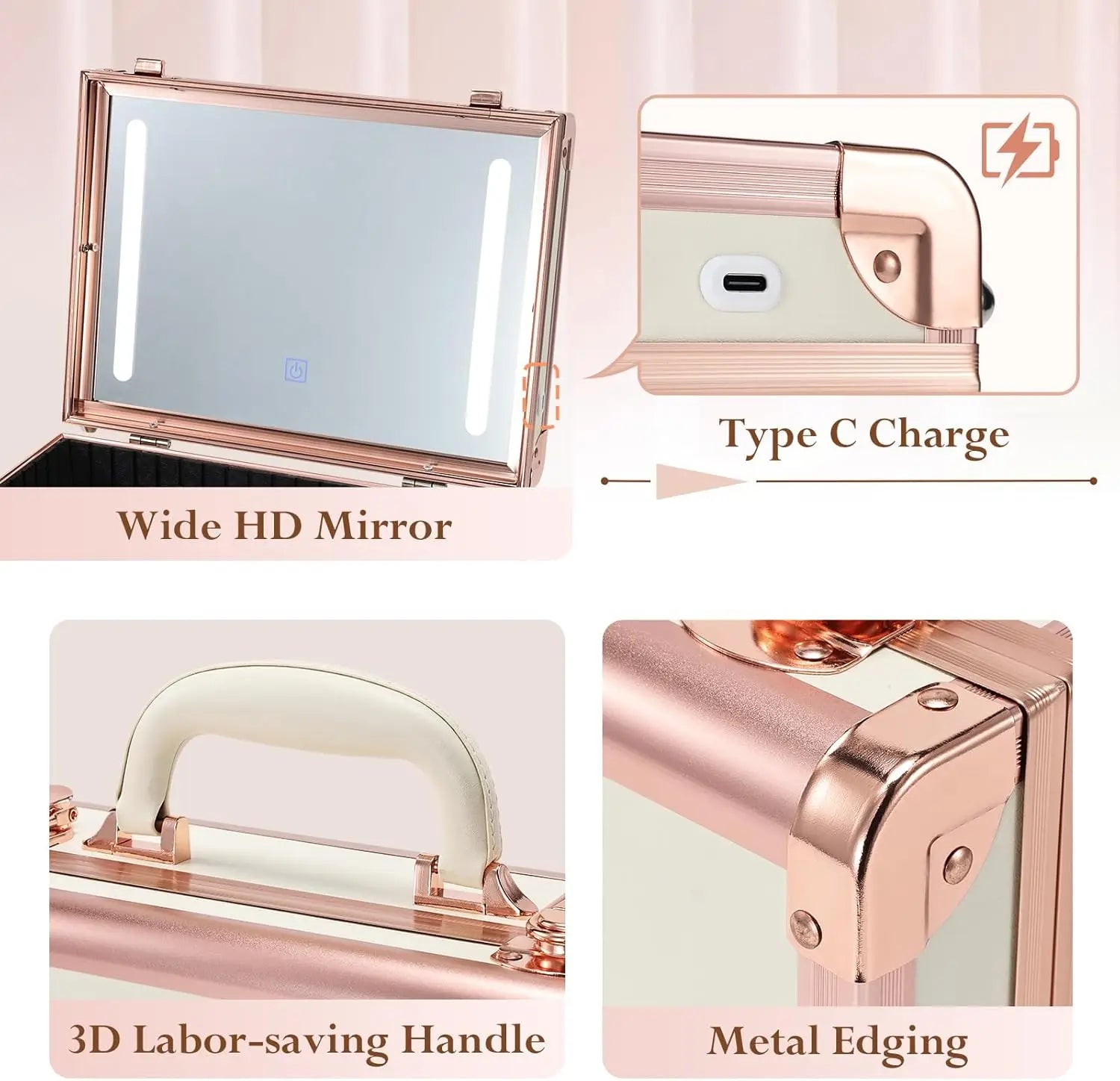 Travel Makeup Case With LED Mirror