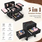 5 in 1 Rolling Makeup Train Case With Drawers