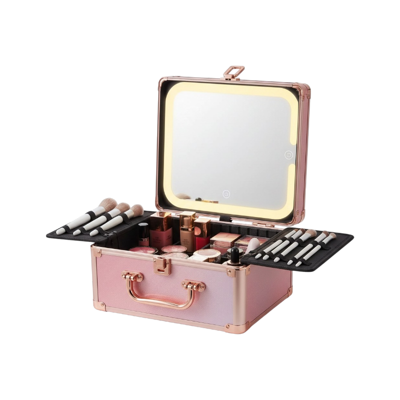 Makeup Case With A Detachable LED Mirror - Gradient Pink