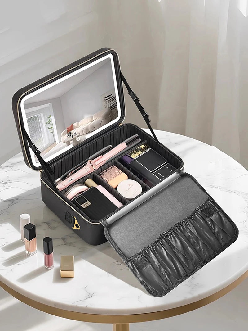 Travel Makeup Bag with Vanity Mirror [Large]