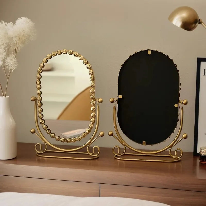 Luxury European Style Vertical Dressing Mirror with Gold Frame