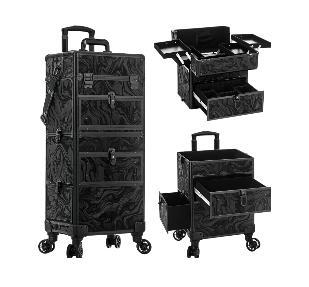 5 in 1 Makeup Trolley - Wavy Black