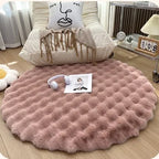 Round Bubble Rabbit Fur Vanity Chair Rug