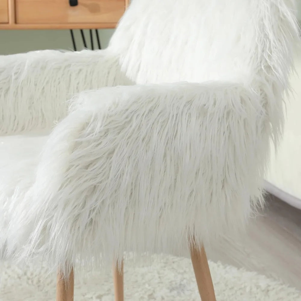 Faux Fur Vanity Chair - White