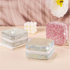Luxury Bling Rhinestone Double Layer Jewelry Box  With Mirror