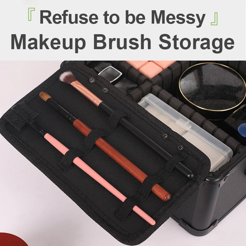 Portable Makeup Hard Case With Adjustable LED light Mirror