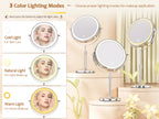 Double Side Standing Makeup Mirror With LED Light and 10x Magnification [8 Inch]