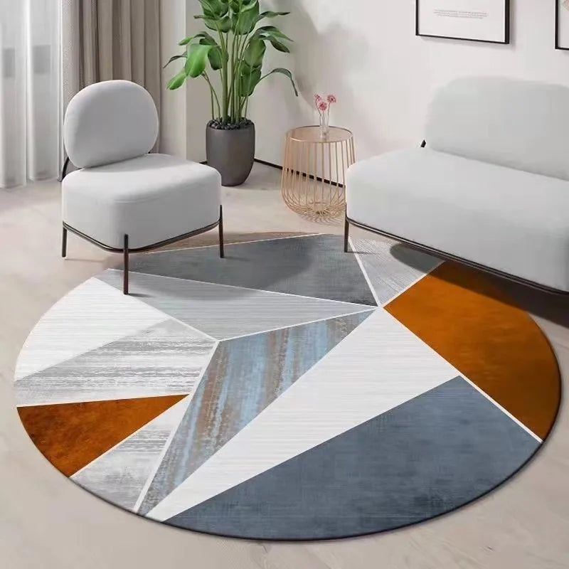 Geometric Round Vanity Desk Rug