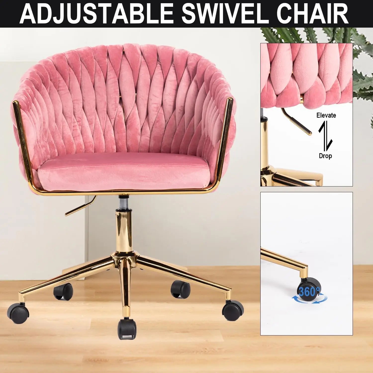 Swivel Vanity Desk Chair - Pink