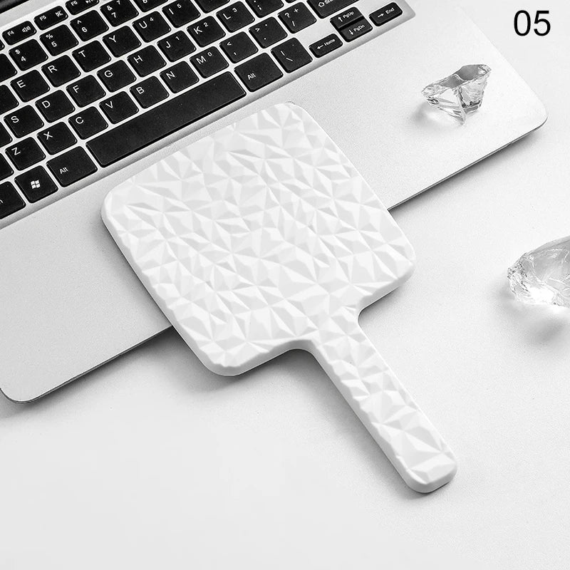 Square Handheld Mirror with Electroplated Ripple Design