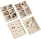 Luxury Velvet Drawer Organizer Tray [Beige]