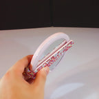 Rotatable Rhinestones Handle Makeup Mirror With LED Light
