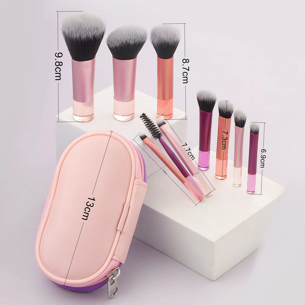 Premium Makeup Mini Brush Set With Pouch [10Pcs]