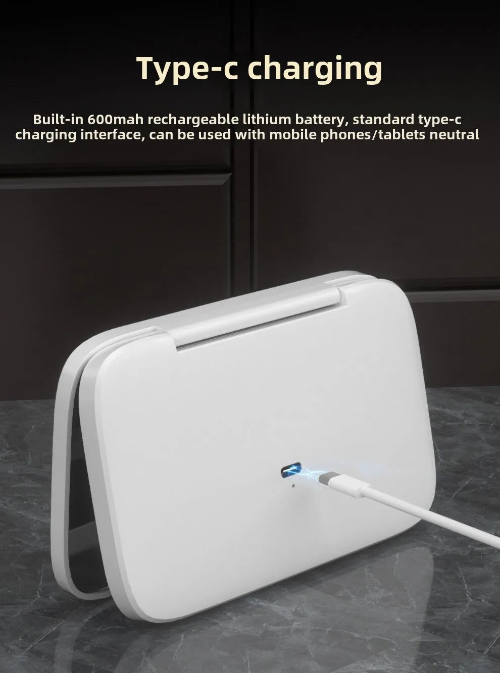 Portable Folding Makeup Mirror with LED Lights & 5x Magnifying